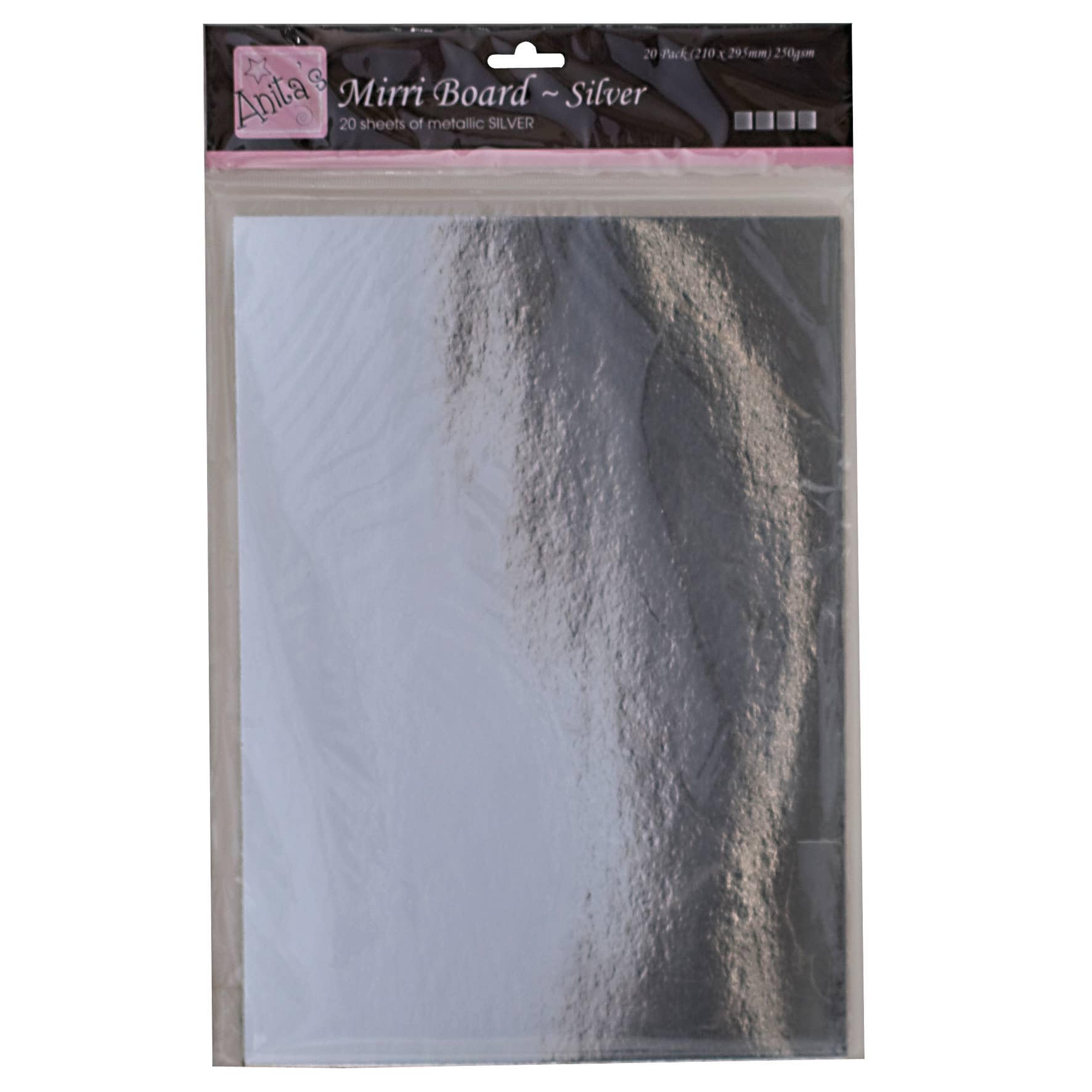 Anita's Mirri Board, A4, Silver, Pack of 20, Shiny, Mirrored Craft Card, for Art, Craft, School Homework, Crown Making, Cardstock, Craft Supplies