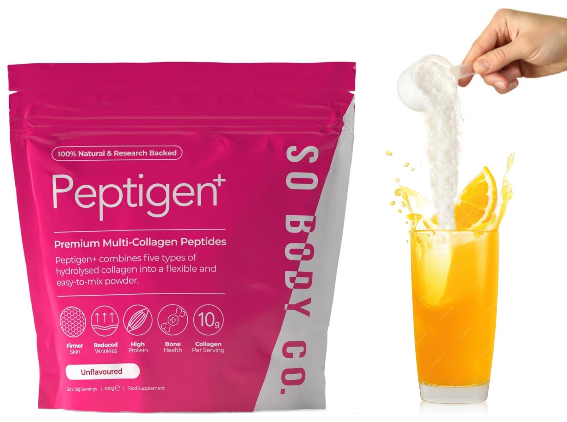 SoBodyCo Unique 6 Types of Collagen Powder 300g, Collagen Supplements for Women, Pure Unflavoured Premium Hydrolysed, Peptides Powder for Hair Skin Nails Muscles