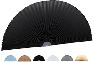 JLONG Arch Small Window Shade Curtains Half Circle Moon Pleated Blinds Semi Circle Temporary Light Filtering Pleated Paper Shades Half Round Window Covering Easy to Cut and Install (1, Black, 24x12 Inches)