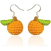 Handmade Cute Crochet Earrings for Women, Small Fruit Earrings For Holiday Gifts