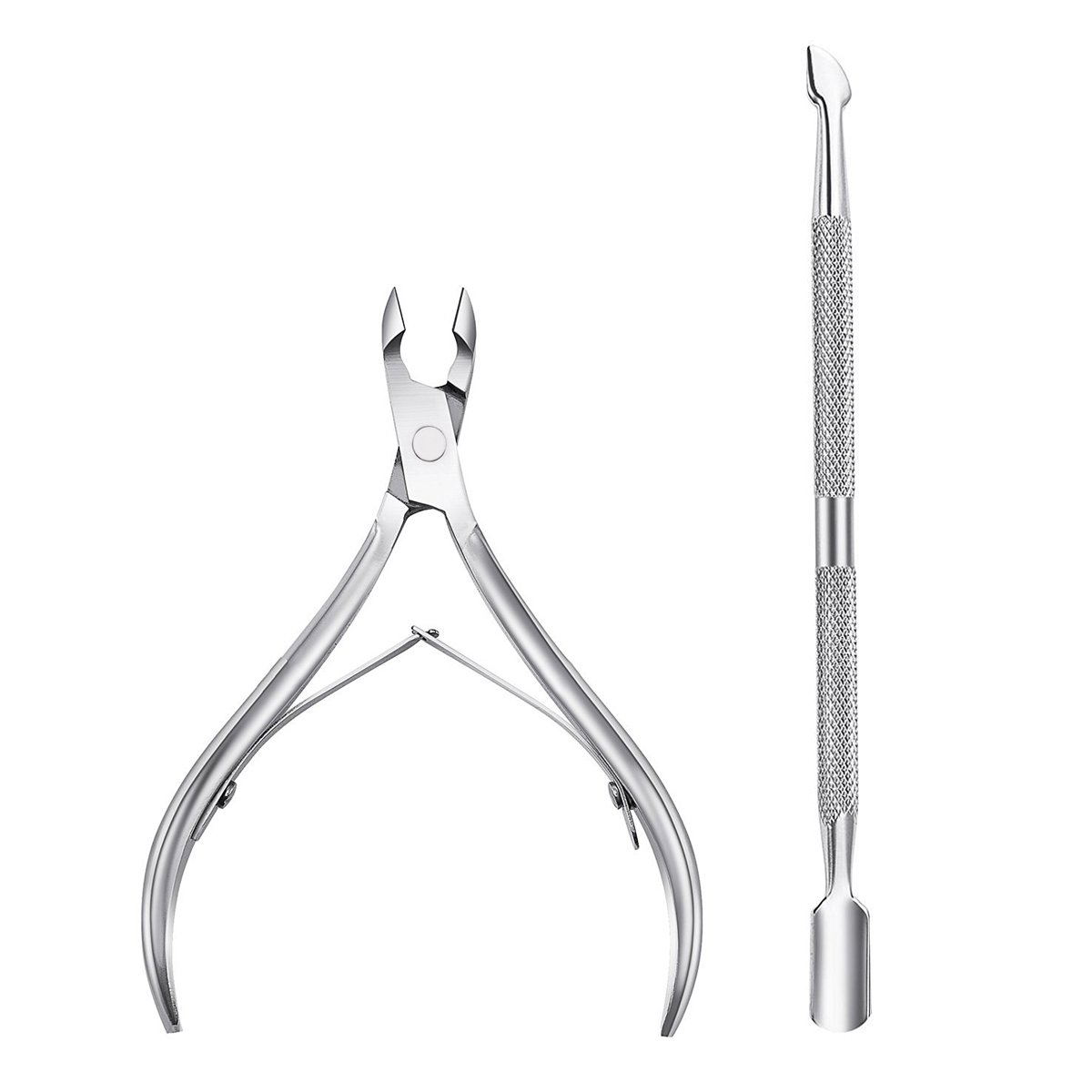 Cuticle Nipper with Cuticle Pusher Professional Grade Stainless Steel