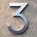 Modern House Number Aluminum Modern Font Number Three
