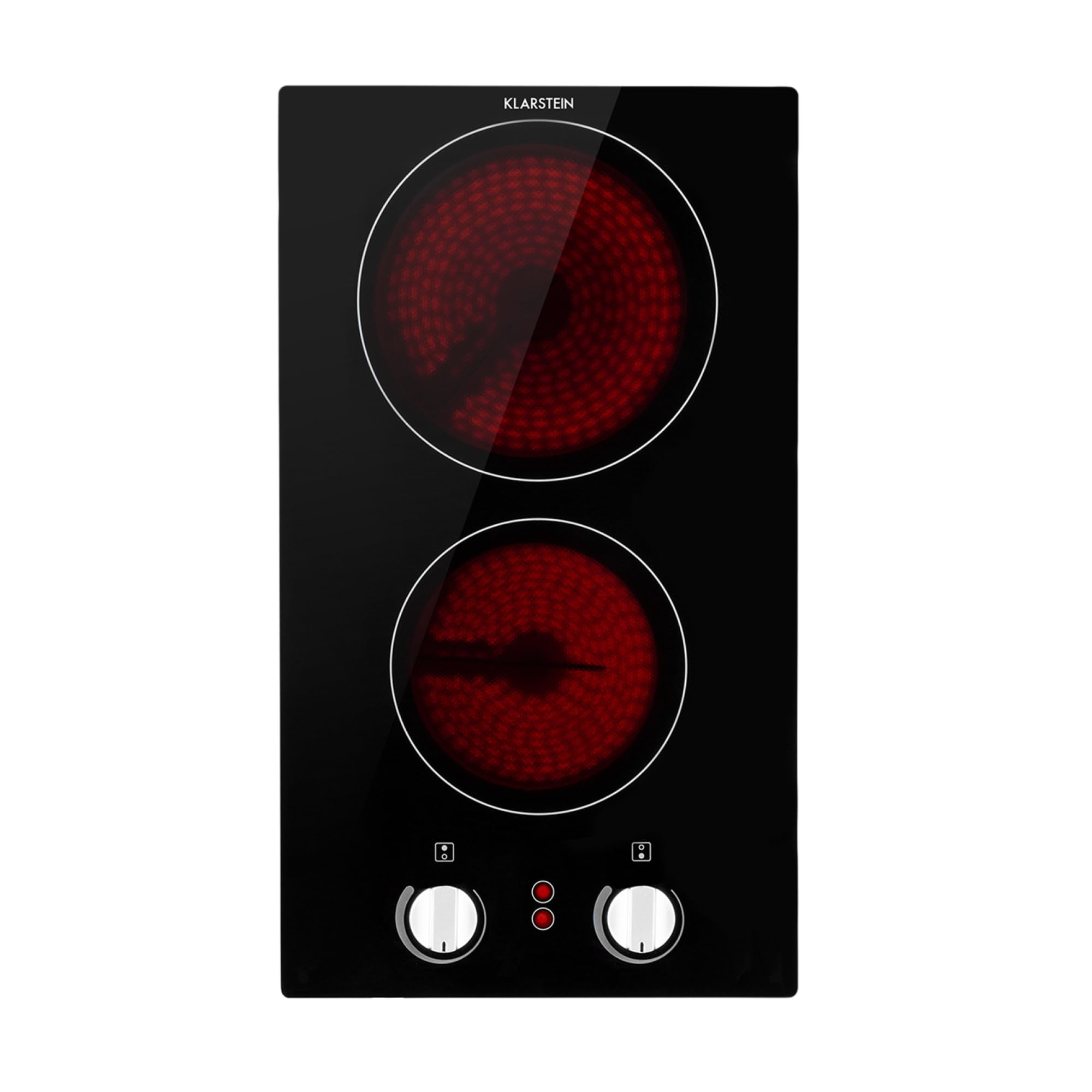 Klarstein Ceramic Hob, 3000W Electric Hob Ceramic Cooker, 2 Ring Electric Pan Hob, Built-In Table Top Cookers w/ 2, Stainless Steel Cooktops