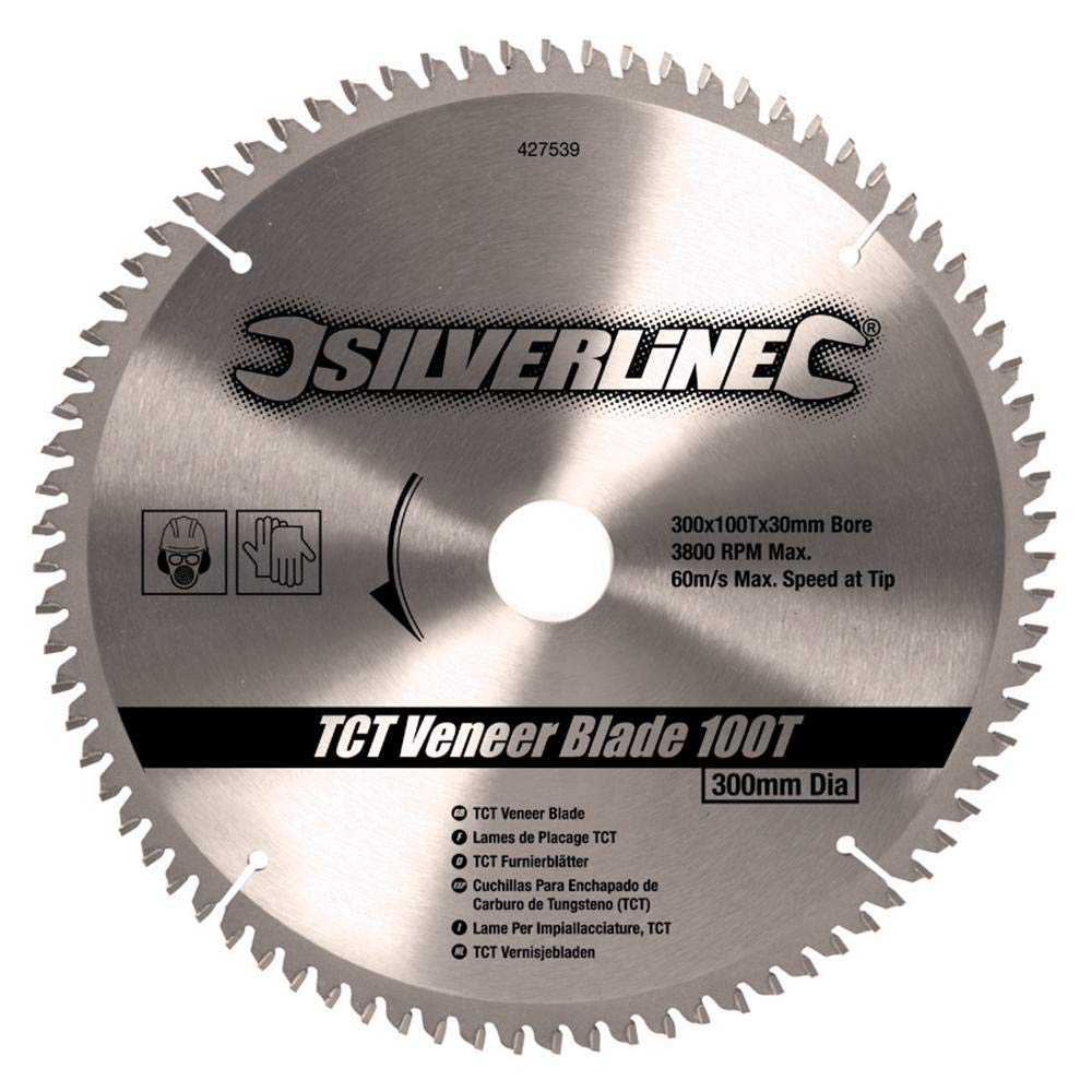 Silverline 427539 TCT Veneer Blade 100T 300 x 30 - 25, 20, 16 mm Rings