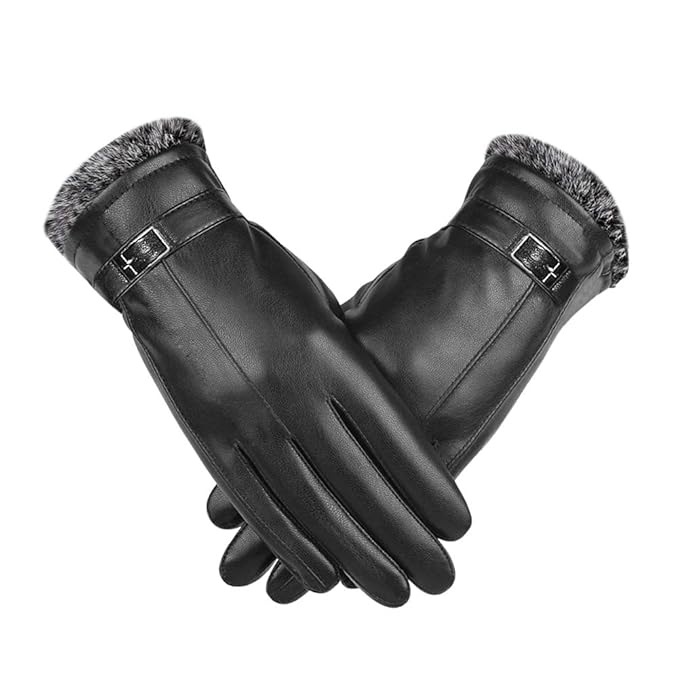 Ulstar Womens Touchscreen Gloves Pu Leather Women Cold