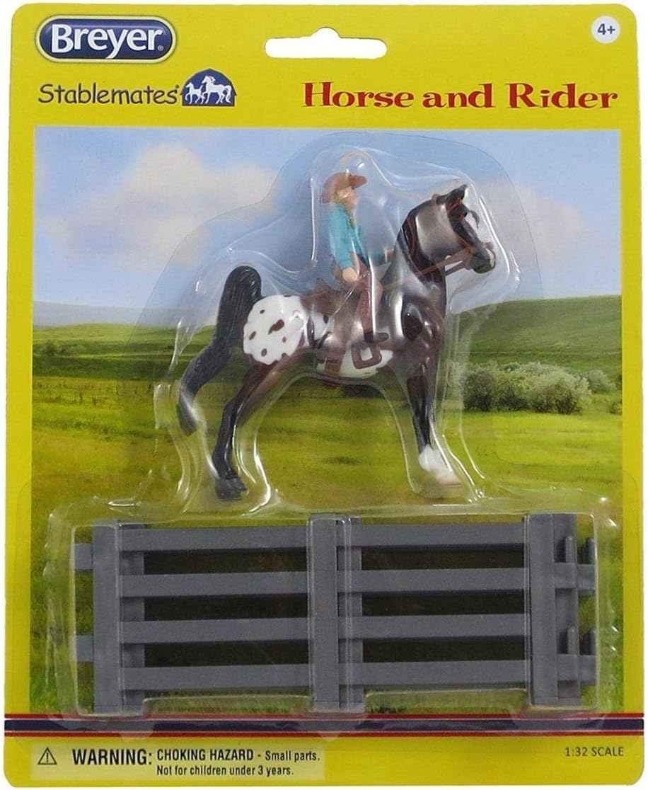 REEVES INTERNATIONAL Breyer Horses Stablemates Western Chestnut Appaloosa with Cowgirl and Fencing