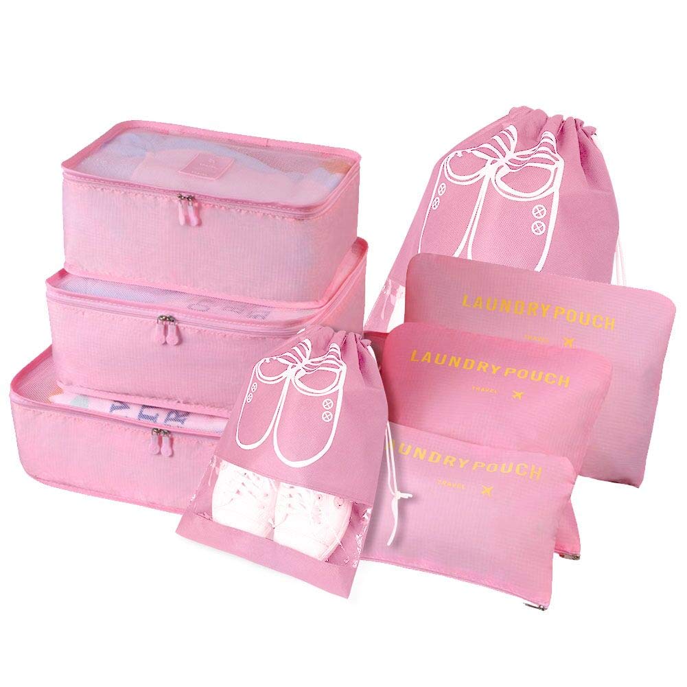 Vicloon Multifunction Packing Cubes - 8 PCS Organizer Packing Bags for Suitcase, Travel Essentials with Shoe Bag