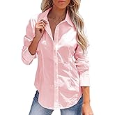 siliteelon Women's Button Down Shirts Long Sleeve Dress Shirts Wrinkle Free Collared Work Office Solid Blouses Corset Tops