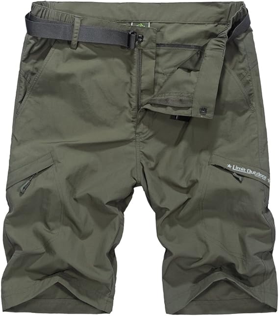 AKingACE Men Fishing Shorts Cargo Elastic Waist 100
