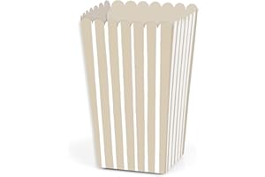 Big Dot of Happiness Tan Stripes - Simple Party Favor Popcorn Treat Boxes - Set of 12