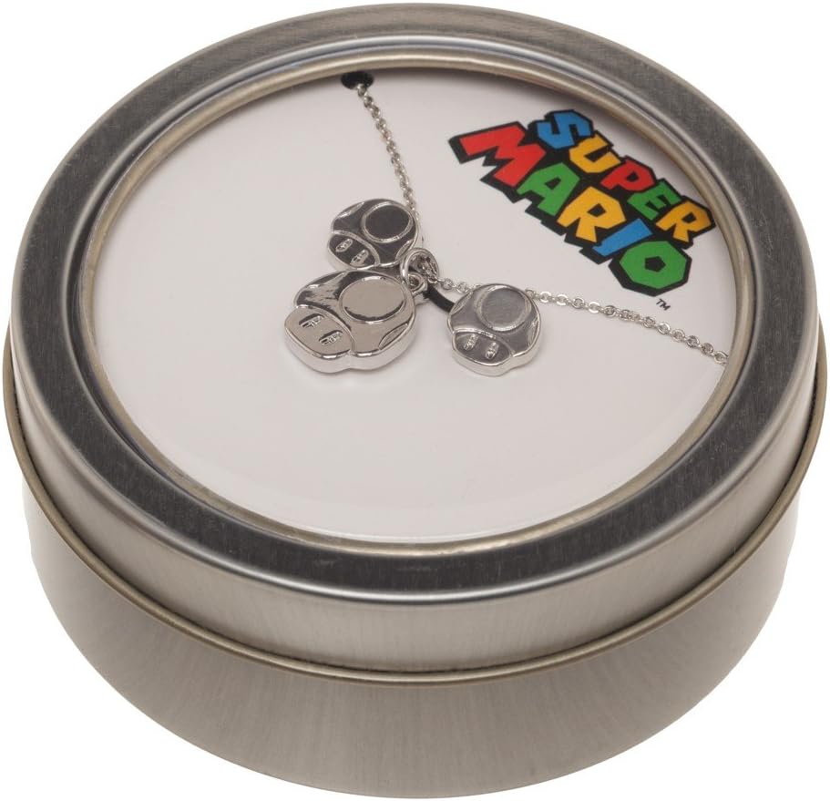 SUPER MARIO Mushroom Necklace and Earring Set in Tin