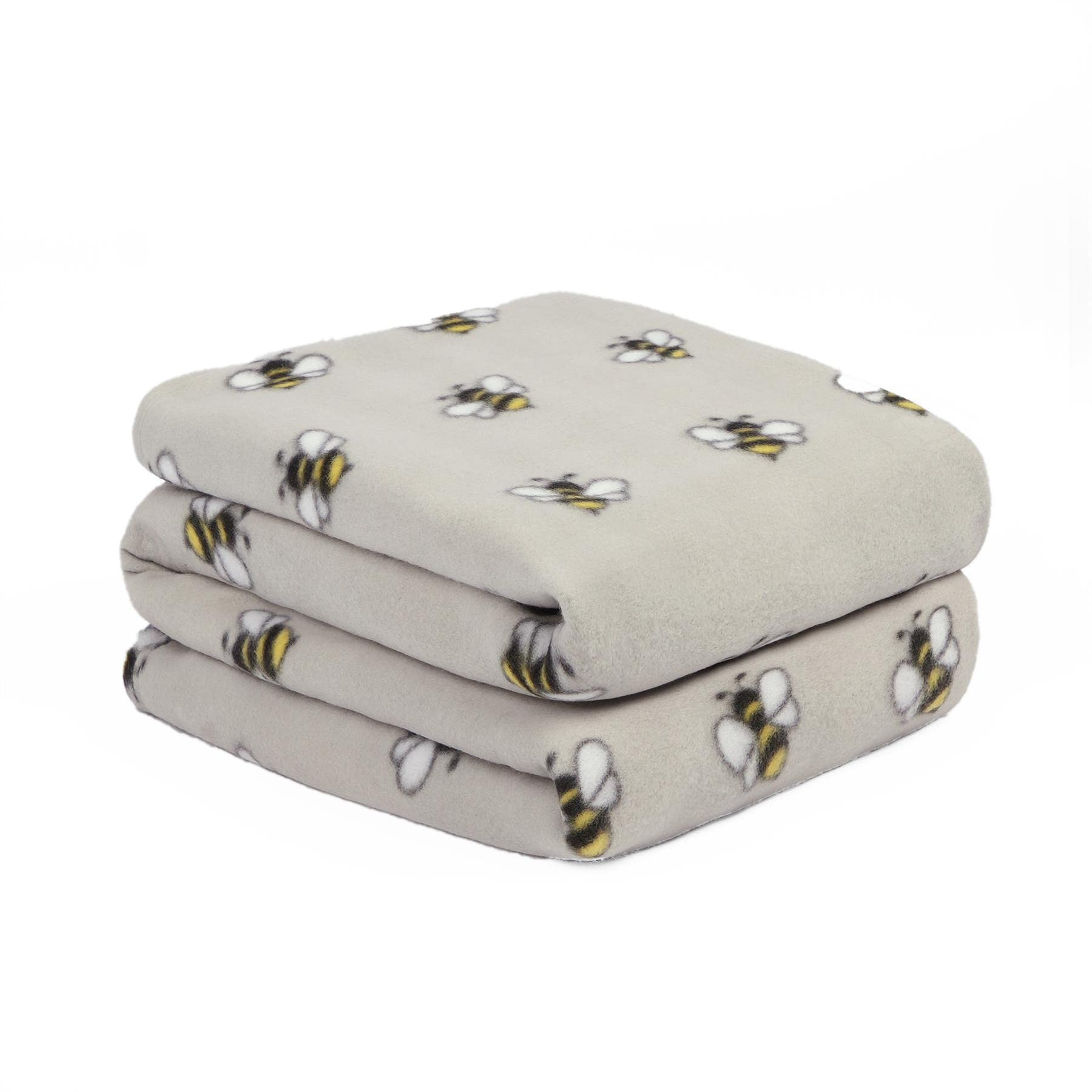 Dreamscene Bumble Bee Fleece Throw Blanket, Winter Warm Sofa Bed Grey Throw Bed Picnic Blanket Throw Over Soft Plush Garden Cosy Chair, Grey 120 x 150cm