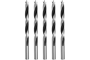 TIBOO DAY Brad Point Wood Drill Bits for Woodworking, 3.5mm (9/64") Dia Brad Point Drill, Carbon Steel Metric Brad Point Drill Bits with Double Flutes Design for Soft & Hard Woods MDF Acrylic, 5 Pcs