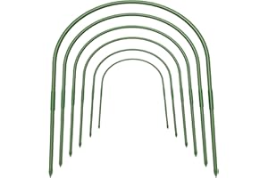 FOTMISHU 6Pcs Greenhouse Hoops, 23.6" x 25.6" Garden Hoops Rust-Free Grow Tunnel 4.9ft Long Steel with Plastic Coated Support Hoops Frame for Garden Fabric, Plant Support Garden Stakes