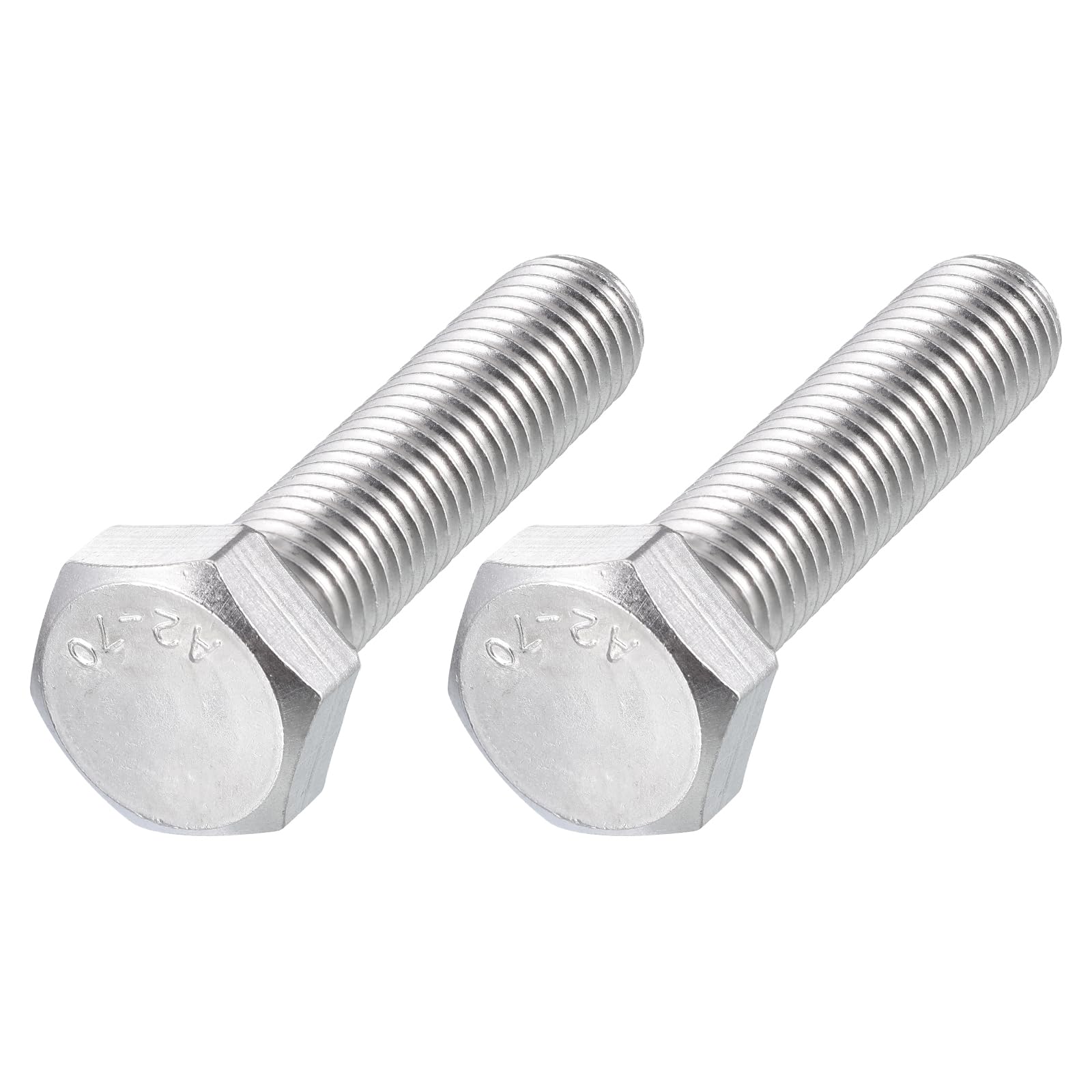 METALLIXITY Hex Bolts (M14-2x60mm) 2Pcs, 304 Stainless Steel Coarse Fully Threaded Hex Head Screw Bolt Machine Screws - for Furniture Repair, Silver
