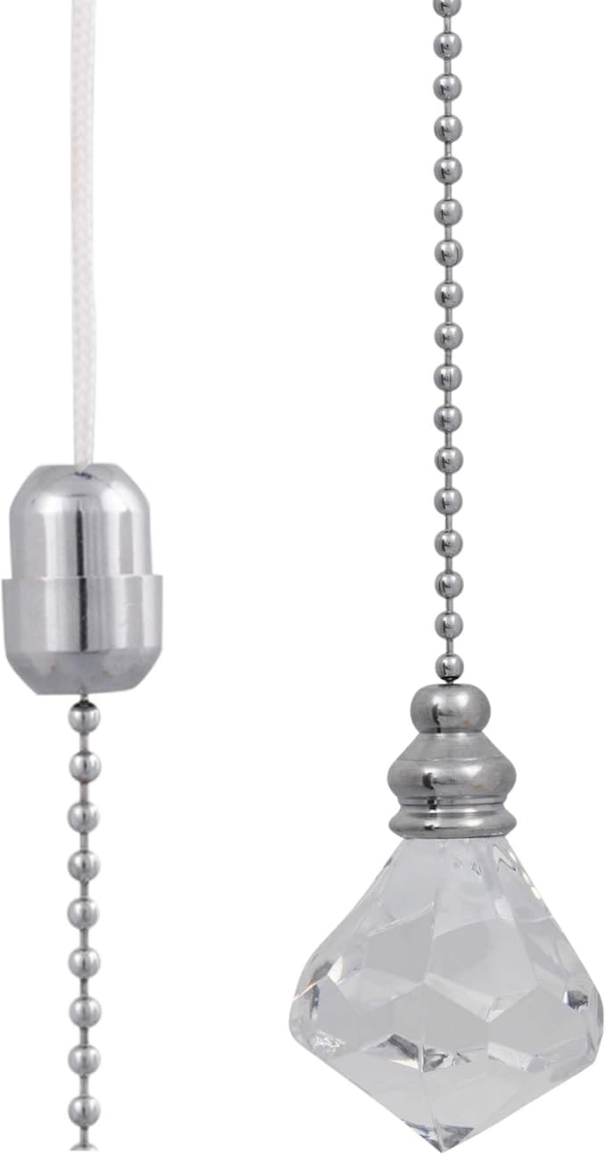 Light Pull Chain Cord Acrylic Crystal Diamond 48x33mm with 80cm