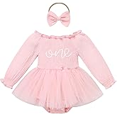 IDOPIP Strawberry Butterfly 1st Birthday Outfit for Baby Girls Embroidery One Romper Smocked Tutu Dress with Headband Clothes