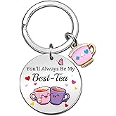 JOHKLJ Bestie Gifts For Women Best Friends Birthday Gift Best Tea Lovers Gift For Tea Drinkers Bestfriend Keychain Bff Friendship Gifts For Women Unique Birthday Christmas Valentines Day Stuff