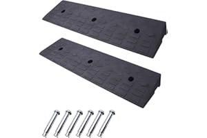 METFUIN 2 Pack 4'' Rise Rubber Curb Ramp Heavy Duty Loading Rubber Curb Ramps 22000lbs (10 Ton) Driveway Ramp Car Slope Ramp for Loading Dock Bike Vehicle Warehouse Sidewalk Wheelchair (4" H)