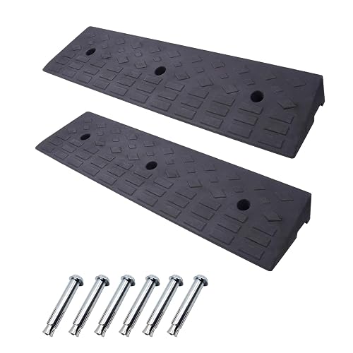 2 Pack 4'' Rise Rubber Curb Ramp Heavy Duty Loading Rubber Curb Ramps ...