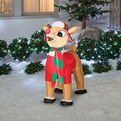 Patio Lawn Garden 42 Inflatable Airblown Standing Rudolph In