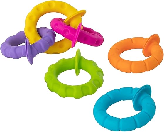 Amazon Fat Brain Toys 輪つなぎ 吸盤付き シリコン製 赤ちゃんおもちゃ リングレット Fa250 1 正規品 がらがら ラトル おもちゃ