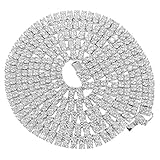 Mens 2 Row Iced Simulated Diamond 14k White Gold Finish Tennis Necklace Chain