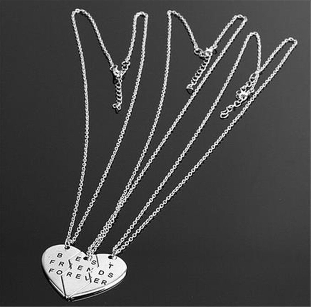 WHC-TECH 3pcs/lot Jewelry Necklaces Best Friend Metal Necklaces Couples Three Part Necklaces