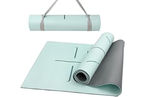 OSTUTRY Thick Yoga Mat - Non Slip Yoga Mat with Alignment Mark, Anti-Tear Exercise & Fitness Mat for Yoga, Pilates & Floor Workouts, Carry Strap Included