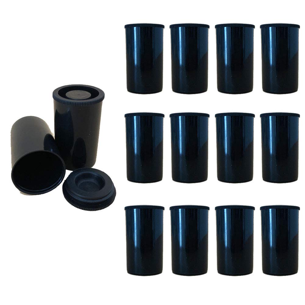 XINGSUI 12Pcs plastic film cans, camera film cans with lids, multifunctional mini storage boxes (Black)