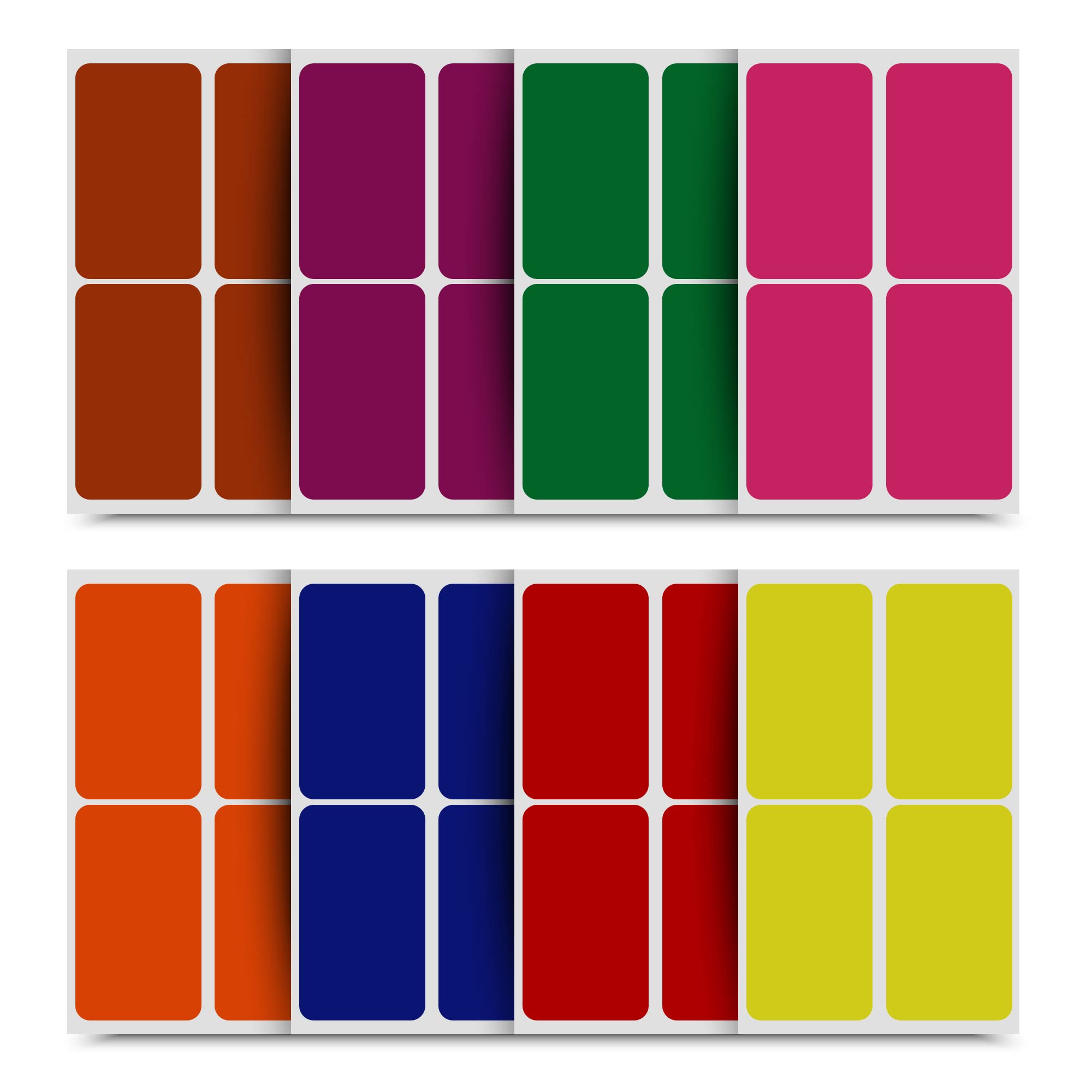 Colour-Coding Labels (8 Colors) Large Rectangular Labels 7.5cm x 5cm (75mm x 50mm) 128 Pack