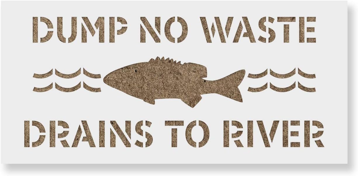Paintings - No Dumping Drains to River Stencil - Reusable Stencils for Painting - Create DIY No Dumping Drains to River Home Decor