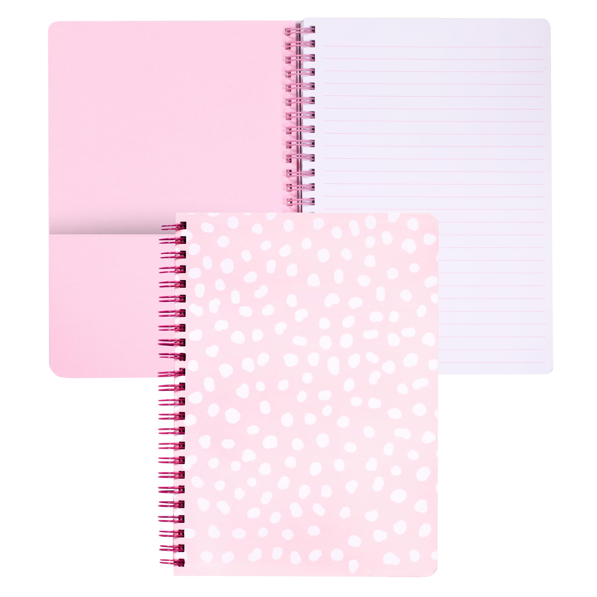 Steel Mill & Co Cute Pink Mini Spiral Notebook, 8.25" x 6.25" Journal with Durable Hardcover and 160 Lined Pages, Pink Dot