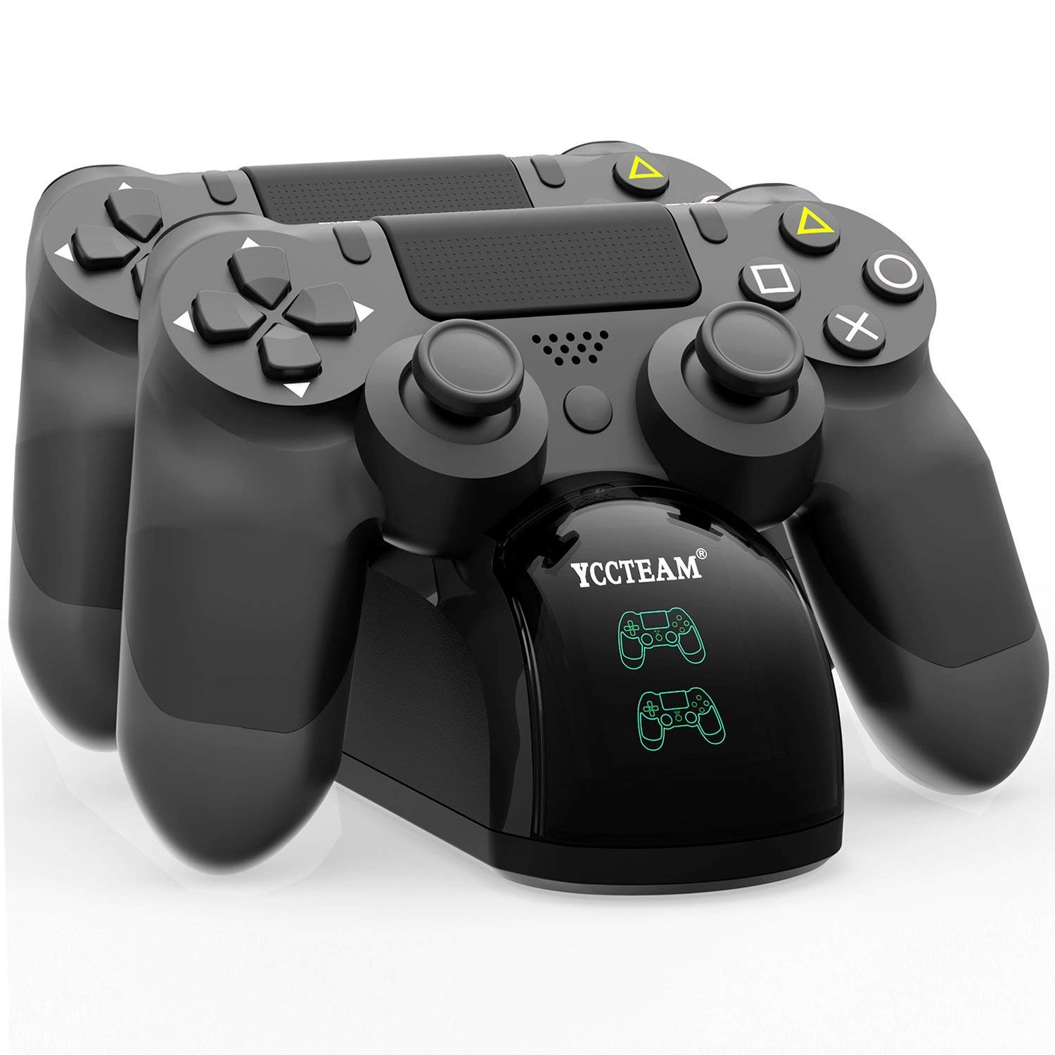PS4 Controller Charger, Dual USB Fast Charging PS4 Controller Charging Station for Sony Playstation 4/PS4/PS4 Slim/PS4 Pro Controller with 4 Thumb Grips