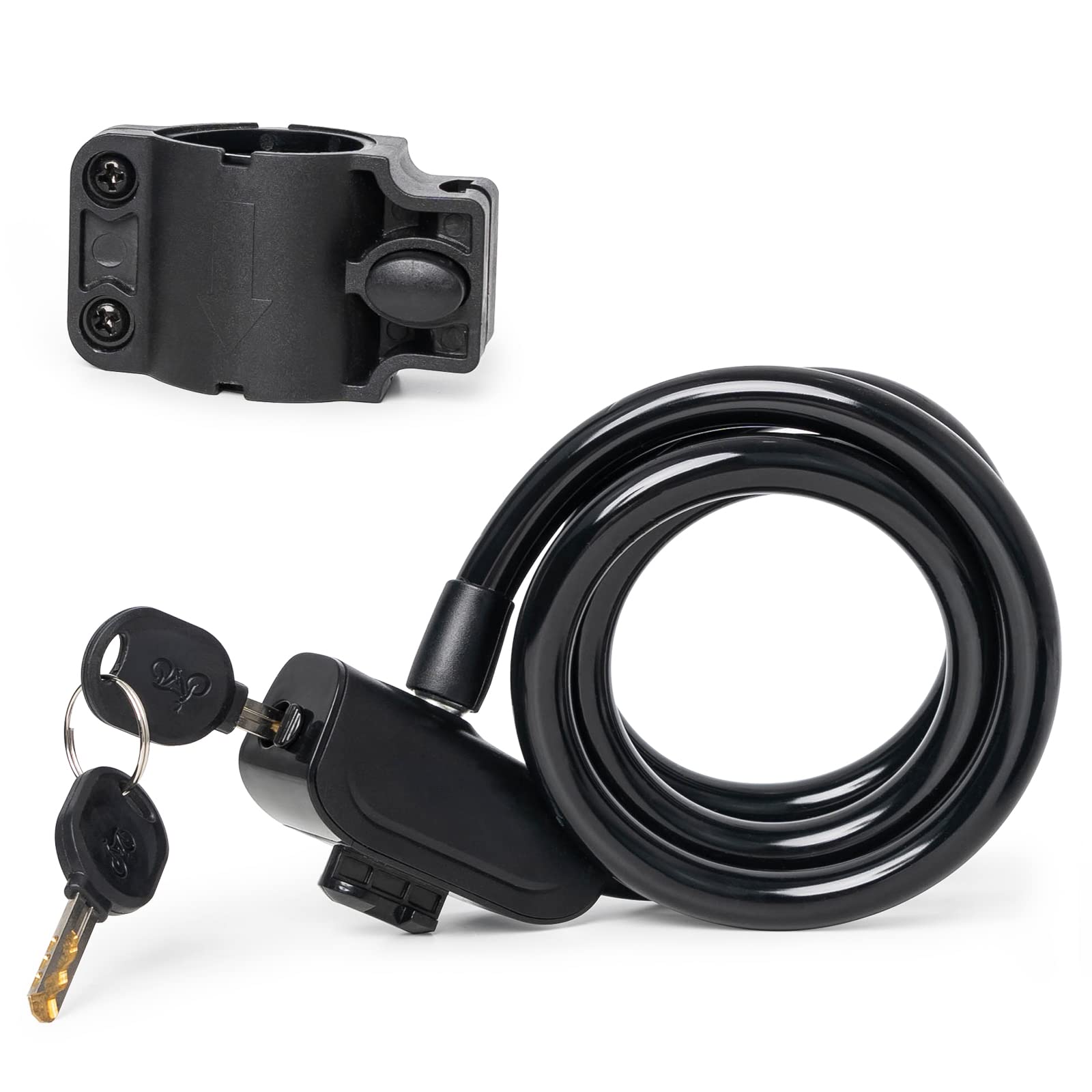 Alston Cable Anti Theft Bike Lock with Key 1.2M/4FT Safety Steel Locks with Mounting Bracket for Mountain Bicycle Motorbike Garage Fence