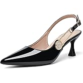 QFDZLA Women's Slingback Kitten Heels Closed Pointy Toe Elegant Dressy Wedding Party Dress Shoes Pumps for Women