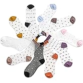 Women's Sheer Socks with Mesh Polka Dot Cute Casual Ankle Socks Ultra Thin Nylon Stocking 3-10Pairs