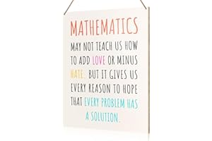UDNADKEX Math Classroom Wall Sign Hanging Decor, High School Middle School Classroom Wooden Decor Math Room Mathematics Decoration, Gift for Math Lover Student Math Teacher