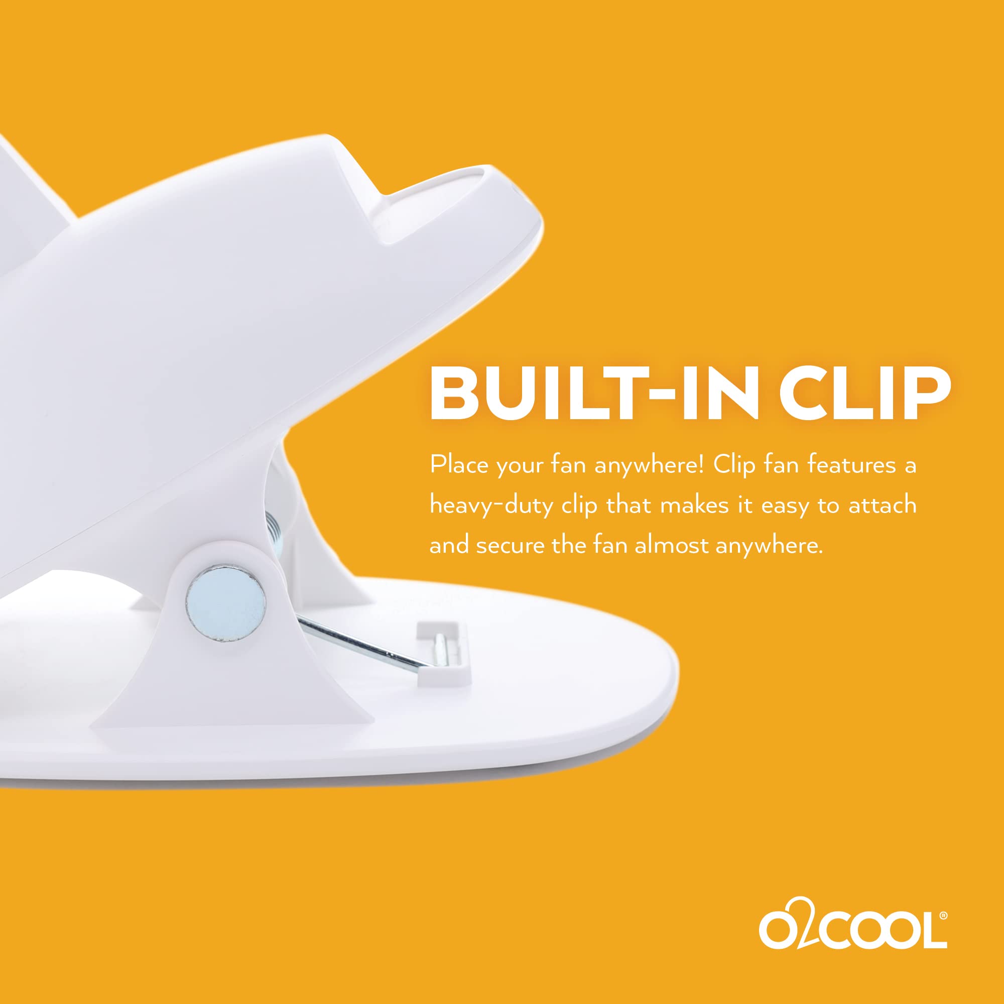 O2COOL Rechargeable USB Battery Clip Fan 5 Inch Adjustable Fan with 3 Speeds, Adjustable Neck, Long Gooseneck, Powerful Clip for Desk, Stroller, and Travel
