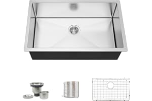 TORVA 28-Inch Undermount Kitchen Sink, Premium 304 Stainless Steel Bar Sink - 10 Inches Deep Basin Single Bowl Sink