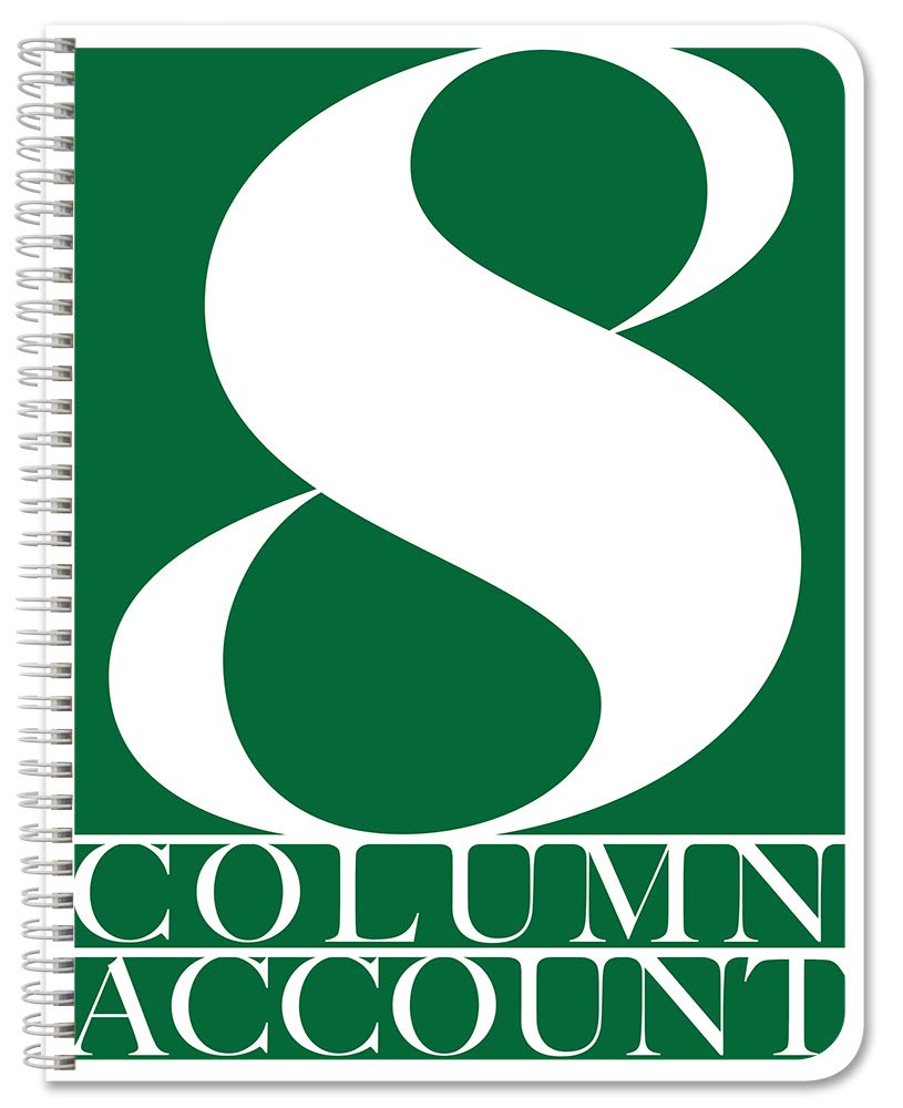 BookFactory 8 Column Account Book/Ledger Book/Accounting Ledger/Notebook (8 Columnar Book Format) - 100 Pages, 8.5" x 11", Wire-O (ACT-100-7CW-PP-(Accounting-8))
