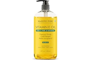 Majestic Pure Vitamin E Oil 8 Oz Vitamin E oil for Skin, Face Oil, Hair Oil and Body Oil- 100% Pure and Natural, 20,000 IU- Cold Pressed Hexane Free Non-GMO Gluten Free Formula