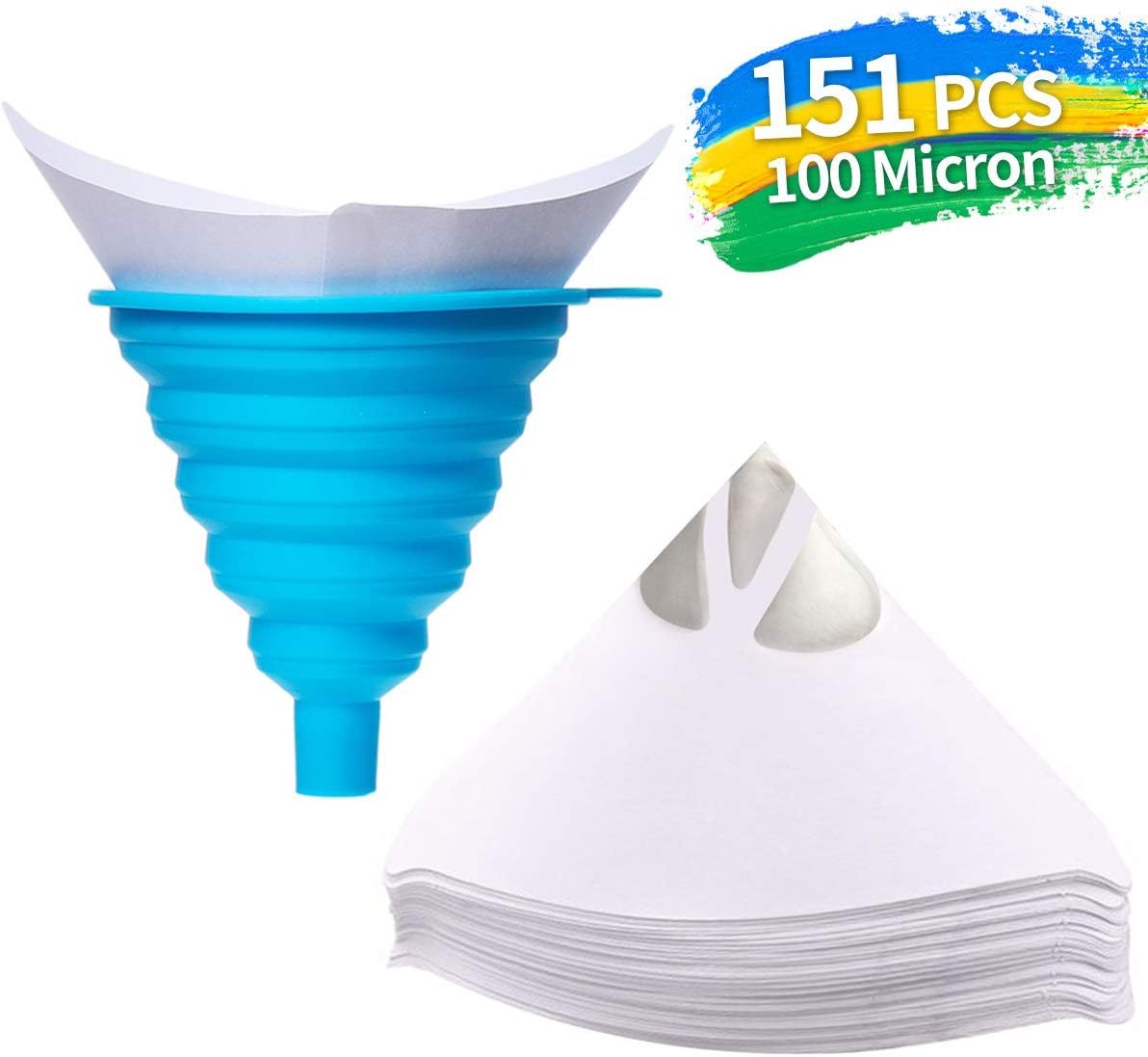 Jeteven 151 Pcs Disposable Paint Paper Strainers, with 1Pcs Silicone Filter (Update Version)