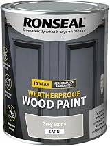 Ronseal 10 Year Weatherproof 2 in 1 Wood Paint Grey Stone Satin 750ml view 3