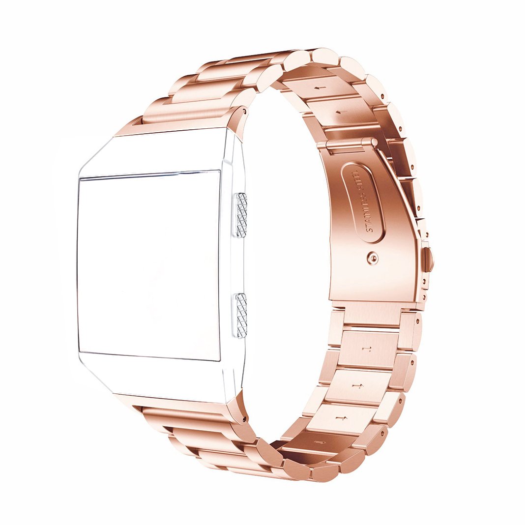 AISPORTS Compatible with Fitbit Ionic Strap for Women Men, Fitbit Ionic Strap Stainless Steel Solid Adjustable Wristband Metal Classic Buckle Bracelet Replacement Strap for Fitbit Ionic Smartwatch