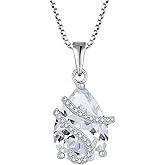 STARCHENIE Birthstone Necklace for Women 925 Sterling Silver Pear Cut Teardrop Pendant Necklace Jewelry Gift