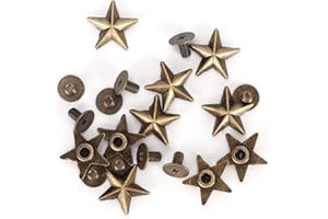 GAROSA 50 Set Bronze Star Studs, 14mm Chicago Screws Rivet for DIY Clothes, Shoes, Purse Decoration