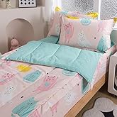 ADASMILE A & S Cat Comforter Set Twin Size for Girls Zipper Bedding Twin for Kids Kawaii Cat Bedding Sets Cartoon Cats Bed in A Bag Comforter with Blue Sheet and Pillow Shams All Season Home Decor
