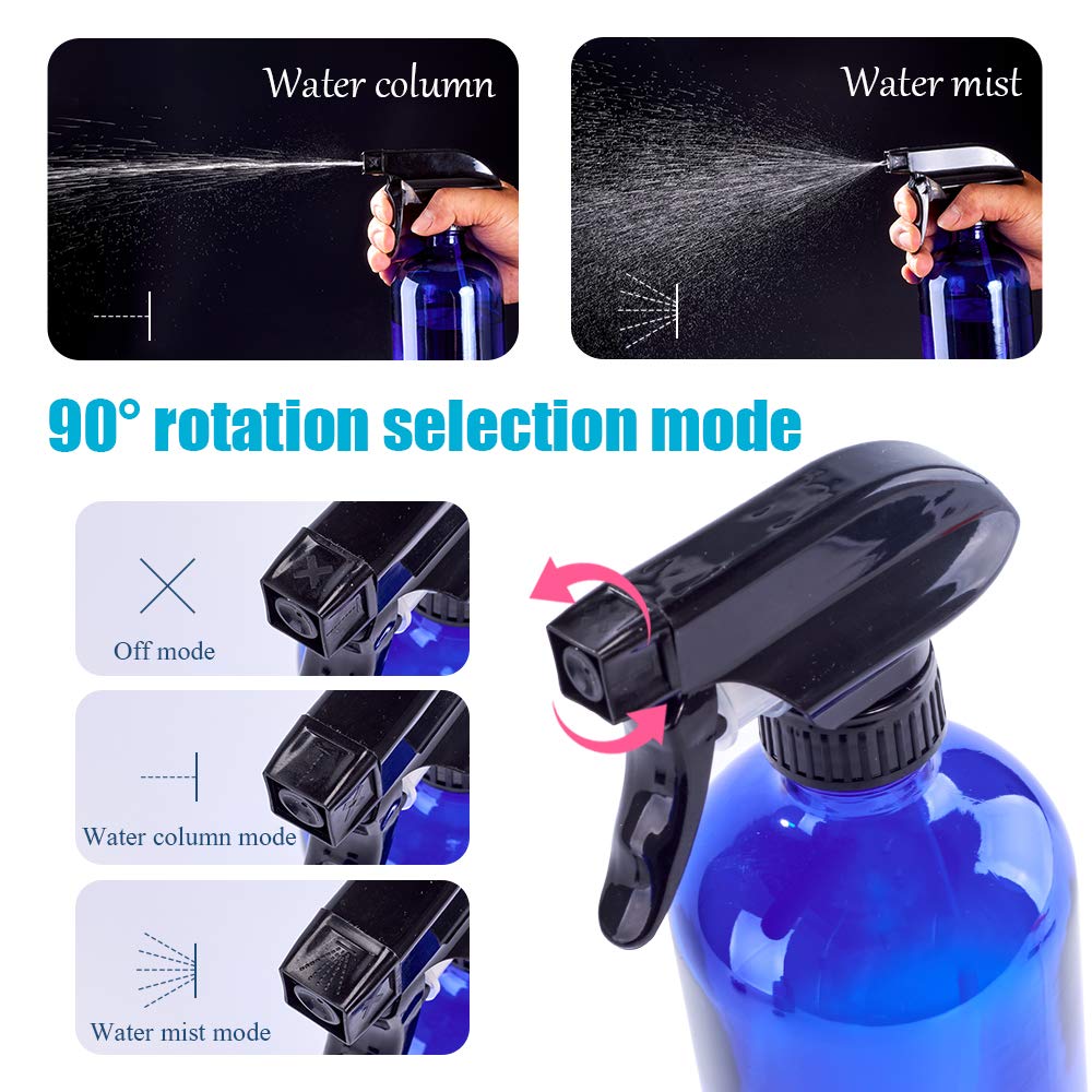 Glass Spray Bottles 16oz Refillable Container suitable for essential oils, cleaning products, aromatherapy, water mist plants (2 Pack，Blue) : Beauty