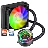 Dracaena 120mm AIO CPU Cooler, 120mm Radiator, Leakproof Technology,High Flow Pump,RGB Liquid Cooling System for AMD Ryzen/In